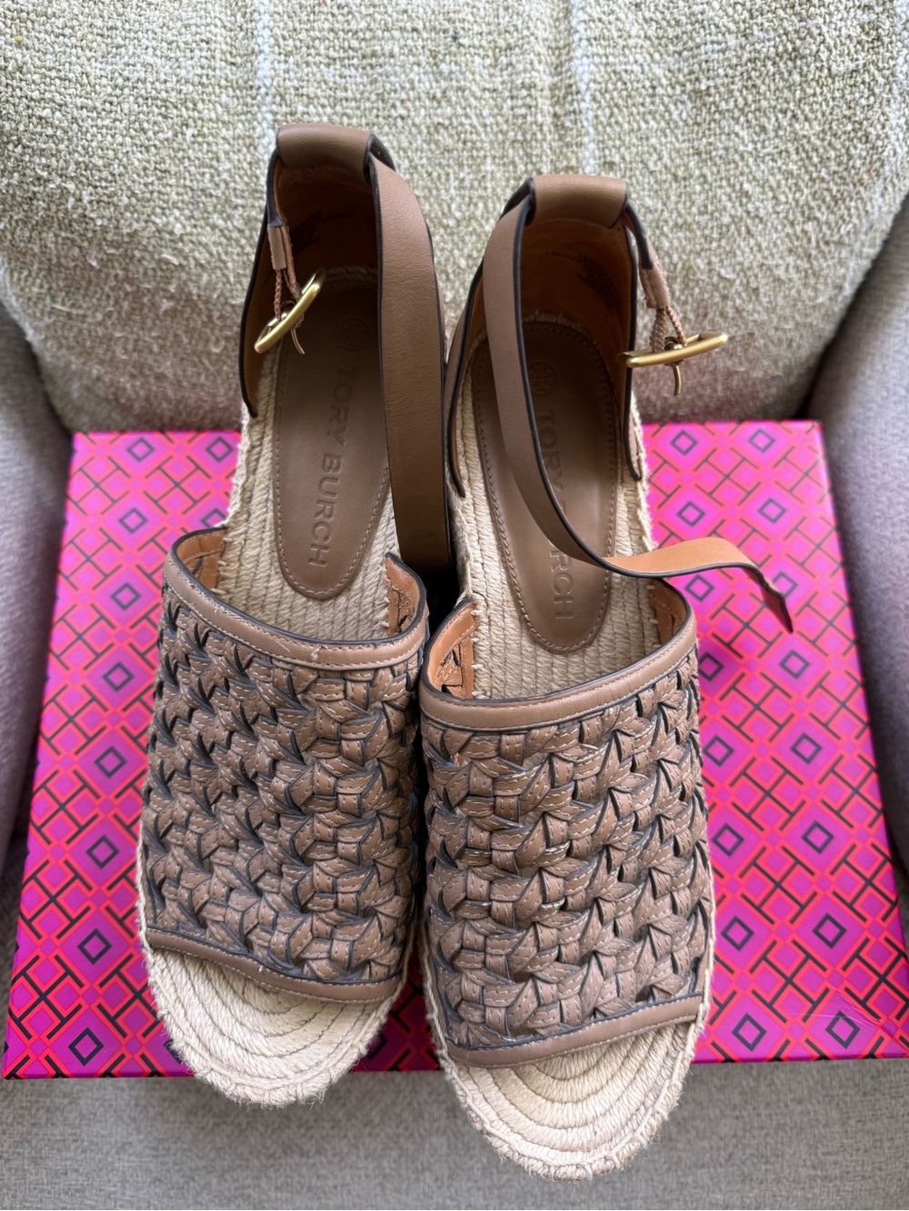 Woven Espadrille Platform Sandals — Brown - Picture 5 of 6